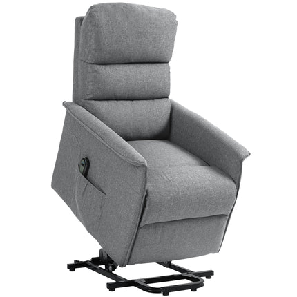 Electric Power Lift Recliner Chair with Footrest - Grey Linen Look