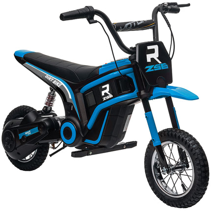 24V Electric Motorbike with Twist Grip Throttle, Music & Horn, 12" Pneumatic Tyres, 16km/h Max Speed - Blue