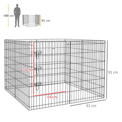 8 Panel DIY Dog Pen with Door 91cm High for Small Animals Indoor Outdoor - Black