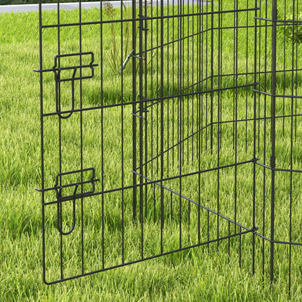 8 Panel DIY Dog Pen with Door 91cm High for Small Animals Indoor Outdoor - Black