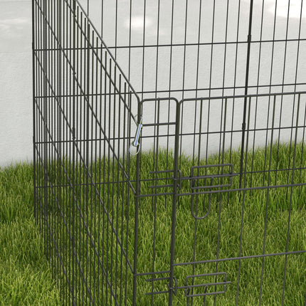 8 Panel DIY Dog Pen with Door 91cm High for Small Animals Indoor Outdoor - Black