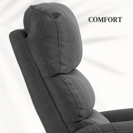 Electric Power Lift Recliner Chair with Footrest and Remote Control - Dark Grey Linen Look