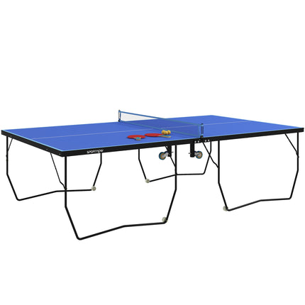 9FT Folding Table Tennis Table with 8 Wheels for Indoor Use - Blue