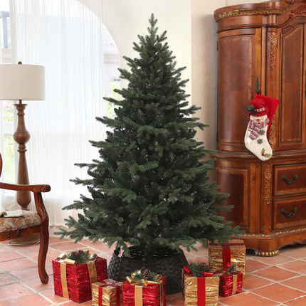 6ft Artificial Spruce Christmas Tree with 1696 Branch Tips and Foldable Steel Base - Green