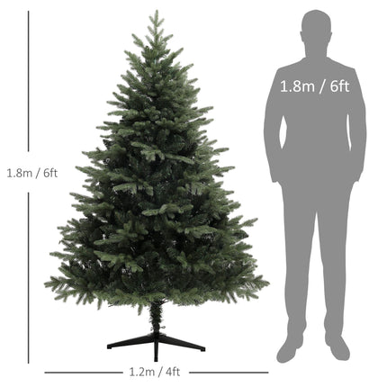 6ft Artificial Spruce Christmas Tree with 1696 Branch Tips and Foldable Steel Base - Green
