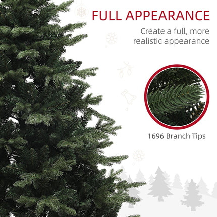 6ft Artificial Spruce Christmas Tree with 1696 Branch Tips and Foldable Steel Base - Green
