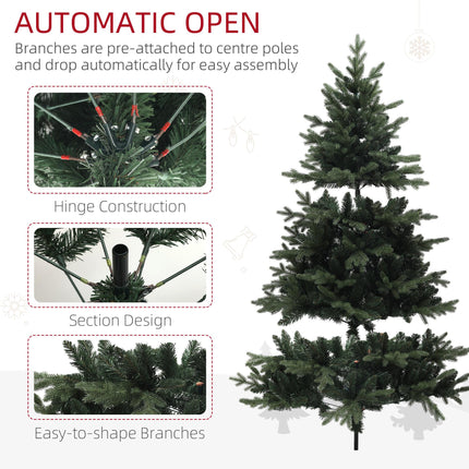 6ft Artificial Spruce Christmas Tree with 1696 Branch Tips and Foldable Steel Base - Green
