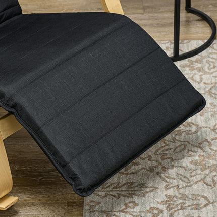 Rocking Lounge Chair Recliner with Adjustable Footrest, Side Pocket & Pillow - Black
