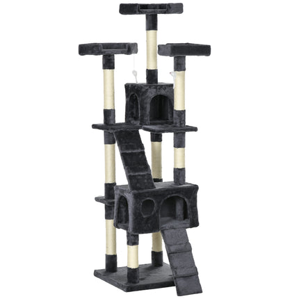 Cat Tree Scratching House Activity Play Centre - Charcoal Grey