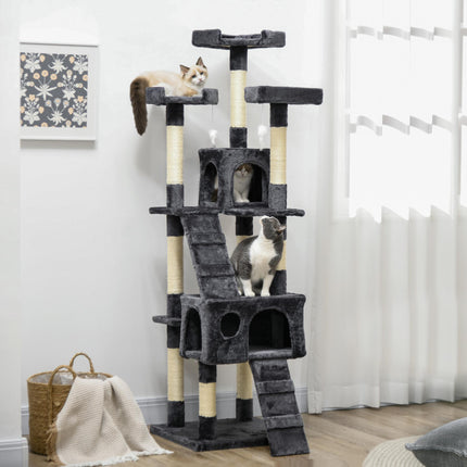 Cat Tree Scratching House Activity Play Centre - Charcoal Grey