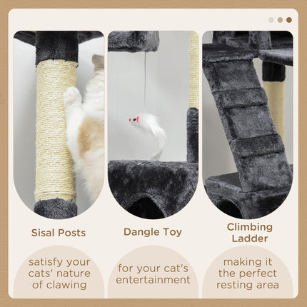 Cat Tree Scratching House Activity Play Centre - Charcoal Grey