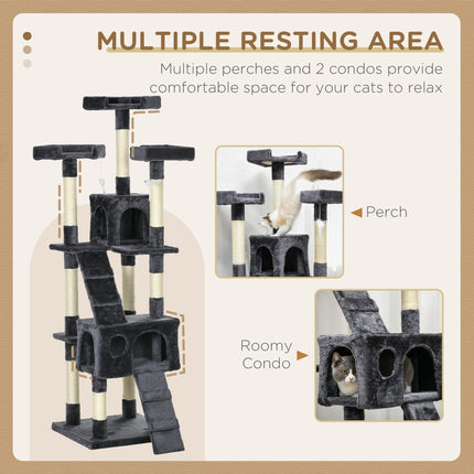 Cat Tree Scratching House Activity Play Centre - Charcoal Grey