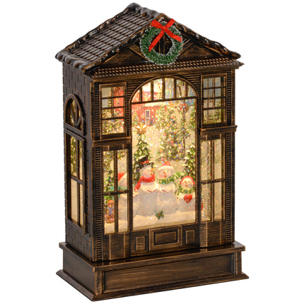 Christmas Snow Globe Lantern with Lights, Musical Snow Globe with Swirling Glitt