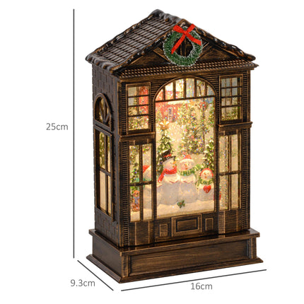 Christmas Snow Globe Lantern with Lights, Musical Snow Globe with Swirling Glitt