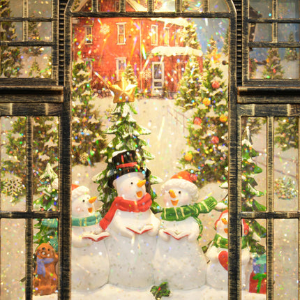 Christmas Snow Globe Lantern with Lights, Musical Snow Globe with Swirling Glitt