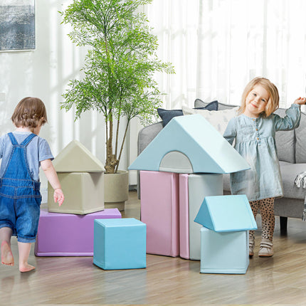 11-Piece Kids Soft Play Foam Blocks Set for Climb and Crawl - Blue