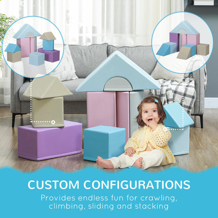 11-Piece Kids Soft Play Foam Blocks Set for Climb and Crawl - Blue