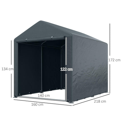 1.6 x 2.2m Garden Storage Shed Tent with Accessories - Dark Grey
