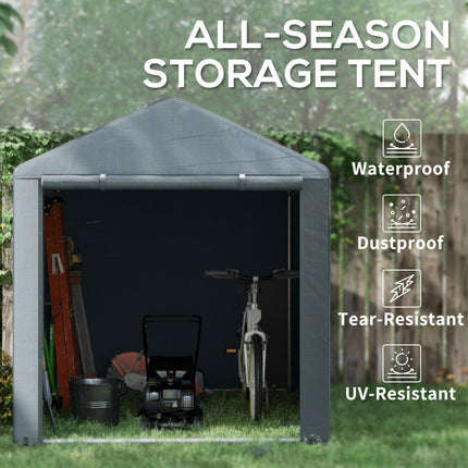 1.6 x 2.2m Garden Storage Shed Tent with Accessories - Dark Grey