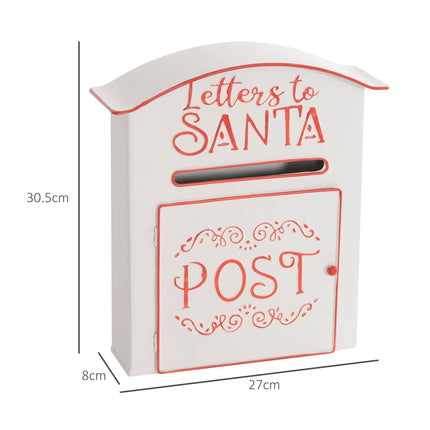Christmas Post Box Wall Mounted Letters to Santa Mailbox Christmas Decoration for Indoor and Outdoor - White
