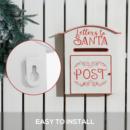 Christmas Post Box Wall Mounted Letters to Santa Mailbox Christmas Decoration for Indoor and Outdoor - White