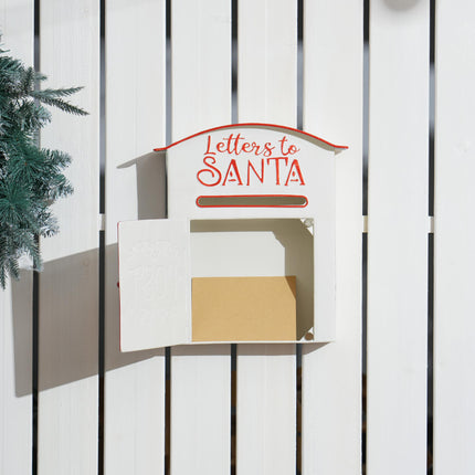 Christmas Post Box Wall Mounted Letters to Santa Mailbox Christmas Decoration for Indoor and Outdoor - White