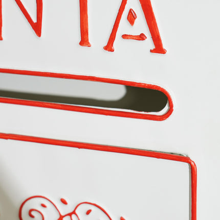 Christmas Post Box Wall Mounted Letters to Santa Mailbox Christmas Decoration for Indoor and Outdoor - White