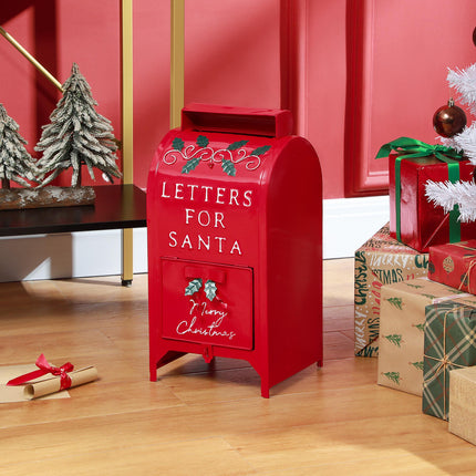 Christmas Letters for Santa Post Box Freestanding or Wall Mounted Indoor Decoration - Red
