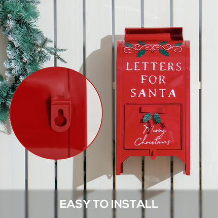 Christmas Letters for Santa Post Box Freestanding or Wall Mounted Indoor Decoration - Red