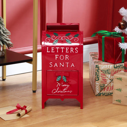 Christmas Letters for Santa Post Box Freestanding or Wall Mounted Indoor Decoration - Red