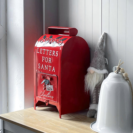 Christmas Letters for Santa Post Box Freestanding or Wall Mounted Indoor Decoration - Red