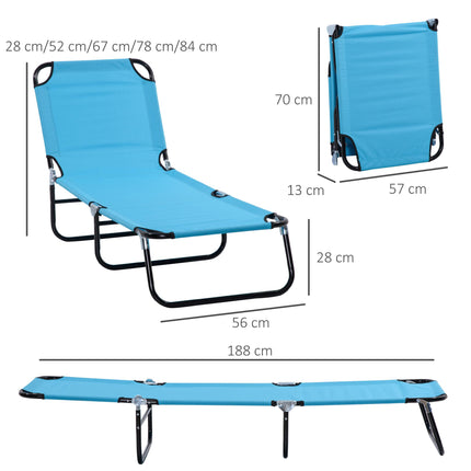 Set of 2 Foldable Outdoor Sun Loungers with 5-Position Adjustable Backrest - Sky Blue