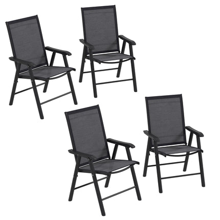 Set of 4 Folding Garden Chairs, Metal Frame Garden Chairs Outdoor Patio Park Din