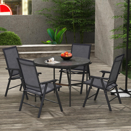 Set of 4 Folding Garden Chairs, Metal Frame Garden Chairs Outdoor Patio Park Din