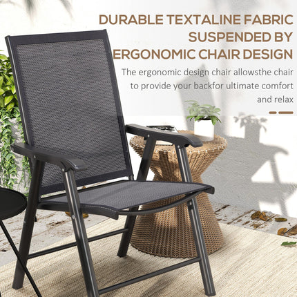 Set of 4 Folding Garden Chairs, Metal Frame Garden Chairs Outdoor Patio Park Din