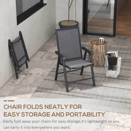 Set of 4 Folding Garden Chairs, Metal Frame Garden Chairs Outdoor Patio Park Din