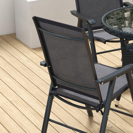 Set of 4 Folding Garden Chairs, Metal Frame Garden Chairs Outdoor Patio Park Din