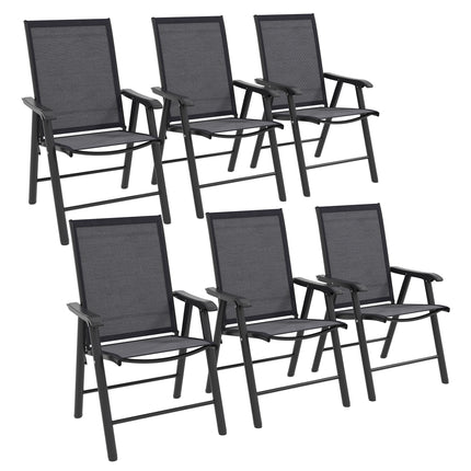 Set of 6 Folding Garden Chairs, Metal Frame Garden Chairs Outdoor Patio Park Din