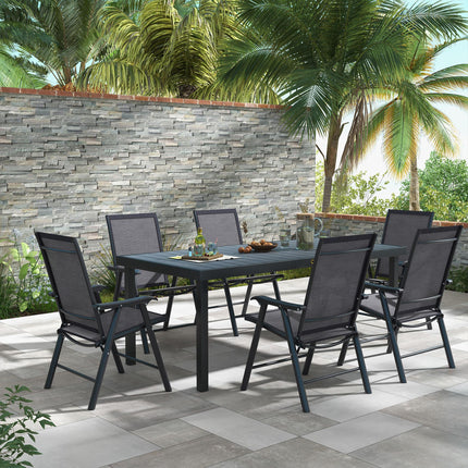 Set of 6 Folding Garden Chairs, Metal Frame Garden Chairs Outdoor Patio Park Din