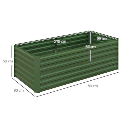 Set of 2 Galvanised Steel Raised Garden Beds 180x90x59 cm with Reinforced Rods - Green