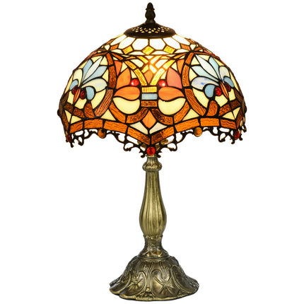Handcrafted Stained Glass Table Lamp Ф31x48cm with Zinc Alloy Base - Multi-Coloured