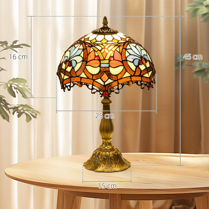 Handcrafted Stained Glass Table Lamp Ф31x48cm with Zinc Alloy Base - Multi-Coloured