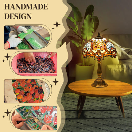 Handcrafted Stained Glass Table Lamp Ф31x48cm with Zinc Alloy Base - Multi-Coloured