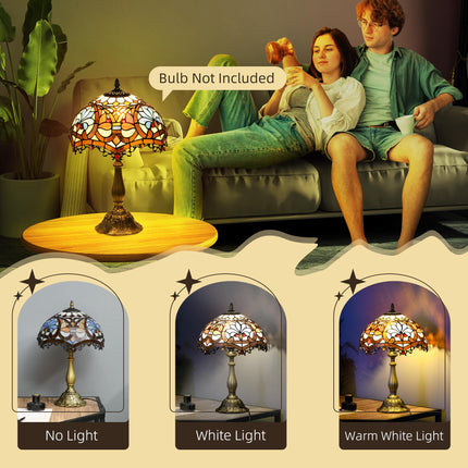 Handcrafted Stained Glass Table Lamp Ф31x48cm with Zinc Alloy Base - Multi-Coloured