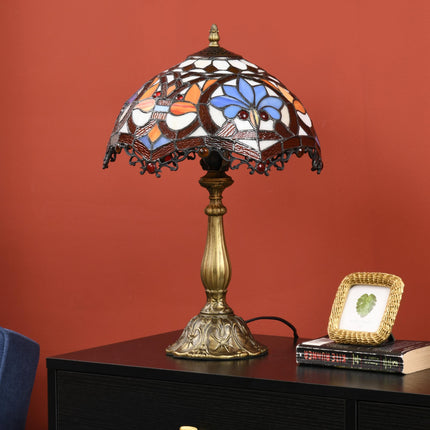 Handcrafted Stained Glass Table Lamp Ф31x48cm with Zinc Alloy Base - Multi-Coloured