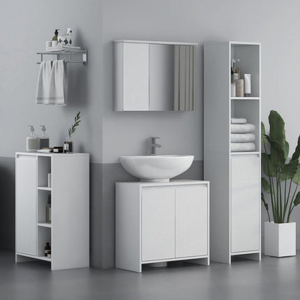 Narrow Bathroom Cabinet, Slim Bathroom Storage Unit with Open Compartment, Frees