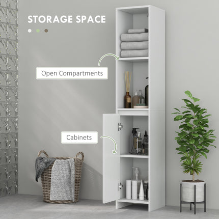 Narrow Bathroom Cabinet, Slim Bathroom Storage Unit with Open Compartment, Frees