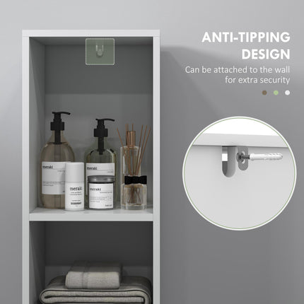 Narrow Bathroom Cabinet, Slim Bathroom Storage Unit with Open Compartment, Frees