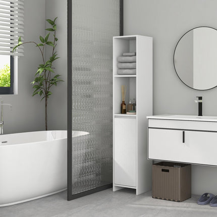 Narrow Bathroom Cabinet, Slim Bathroom Storage Unit with Open Compartment, Frees