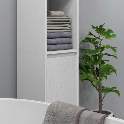 Narrow Bathroom Cabinet, Slim Bathroom Storage Unit with Open Compartment, Frees